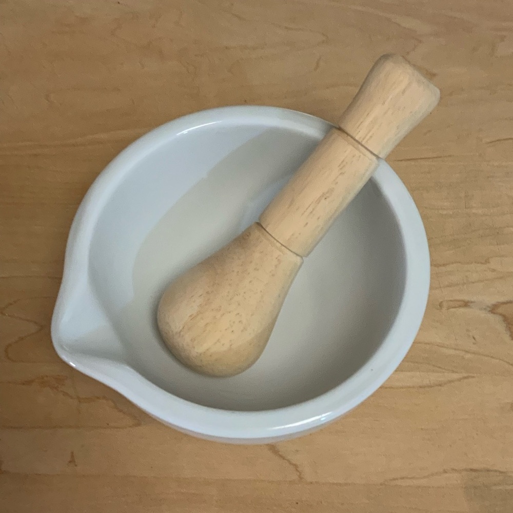 Ceramic Mortar with Wooden Pestle